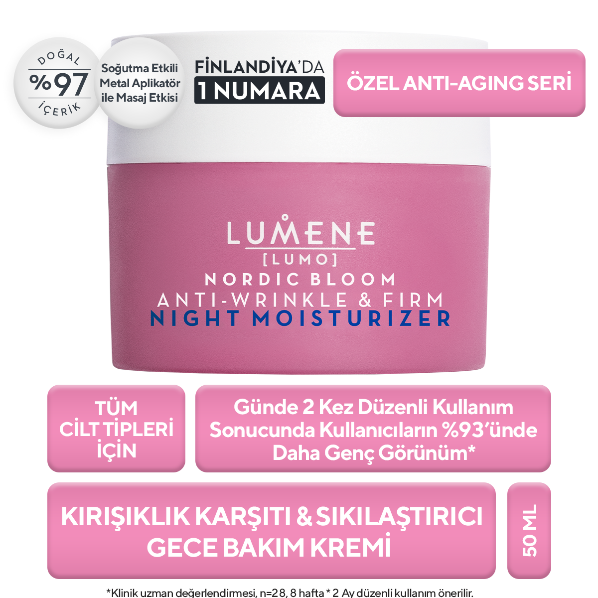 Kırışıklık Karşıtı & Sıkılaştırıcı Gece Bakım Kremi 50ML - Anti-Wrinkle&Firm Night Moisturizer